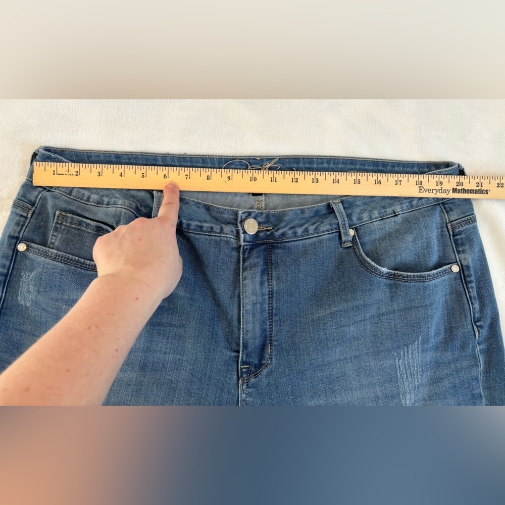 DG2 by Diane Gilman Distressed Lace Patch Straight Leg Jeans - 20W - Picture 5 of 16